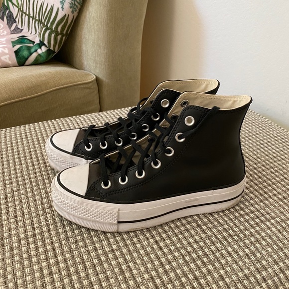 Converse Shoes - Converse Clean Leather Platform Chuck Taylor Black